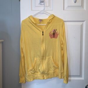Yellow Lightweight Zip-Up Hoodie with surfer design